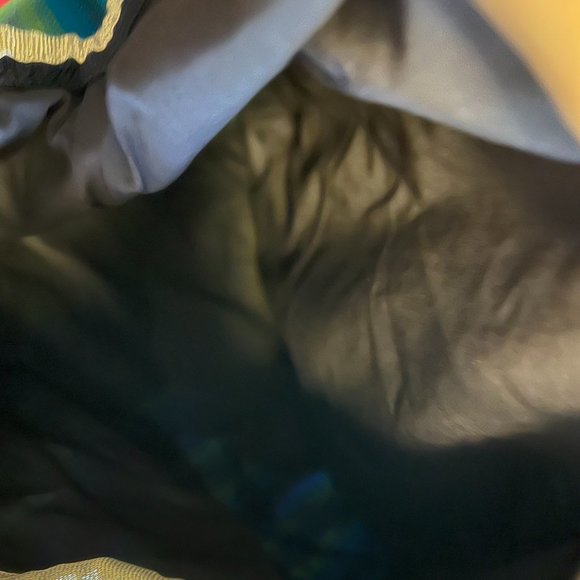 Blue Striped Shoulder Bag w/Pom Pom Closure - Picture 5 of 5